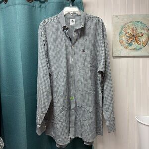 Southern Proper Blue, Green & White Long Sleeve Button Down Shirt Size XXL